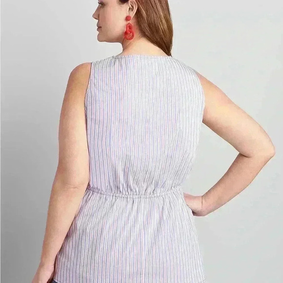 Lane Bryant Women's Size 14 Striped Peplum Blouse Multicolor Sleeveless - Picture 3 of 12